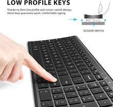 Load image into Gallery viewer, iClever BK10 Bluetooth Keyboard, Universal Wireless Keyboard, Rechargeable Bluetooth 5.1 Multi Device Keyboard with Number Pad Full Size Stable Connection for Windows, iOS, Android