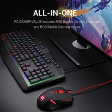 Load image into Gallery viewer, Redragon S101 Wired Gaming Keyboard and Mouse Combo RGB Backlit Gaming Keyboard with Multimedia Keys Wrist Rest and Red Backlit Gaming Mouse 3200 DPI for Windows PC Gamers (Black)