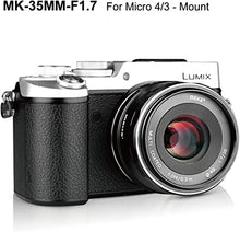 Load image into Gallery viewer, Meike 35mm F1.7 Manual Focus Prime Lens for Micro 4/3 MFT M4/3 Olympus and Panasonic Digital Mirrorless Cameras à