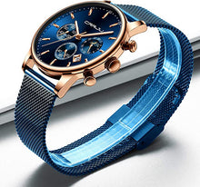 Load image into Gallery viewer, CRRJU Men's Watches Auto Date Chronograph Watch Men Sports Watches Waterproof 30M Full Steel Quartz with Mesh Strap