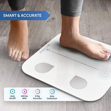 Load image into Gallery viewer, INEVIFIT Smart Body Fat Scale, Highly Accurate Bluetooth Digital Bathroom Body Composition Analyzer, Measures Weight, Body Fat, Water, Muscle, Visceral Fat & Bone Mass for Unlimited Users (White)
