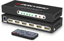 Load image into Gallery viewer, PONYBRO 4K 60Hz HDMI 2.0 Switch with IR Remote 6 Port, Support Auto-Switching,High Speed-18Gbps,4K HDR,HDCP2.2,3D,1080P, HDMI Selector Compatible for PS4,Xbox,Blu-ray Player,Apple TV, Fire TV.