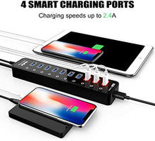 Load image into Gallery viewer, Powered USB 3.0 Hub, Atolla USB 3.0 Data Hub 11 Ports - 7 USB 3.0 Data Ports + 4 Smart Charging Port with Individual On/Off Switches and 12V/4A Power Adapter USB Hub 3.0 Splitter