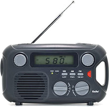 Load image into Gallery viewer, Kaito Emergency Radio KA580 Digital Solar Dynamo Crank Wind Up AM/FM & NOAA Weather Radio Receiver with Real-time Alert, MP3 Player & Phone Charger (Black)