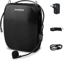 Load image into Gallery viewer, ZOWEETEK Voice Amplifier for teaching,Voice Amplifier Microphone Headset,Portable Voice Amplifier for Teachers,Coaches,Training,Presentation,Meeting,Tour Guide,Church,Singing,Supports MP3 Format Audio