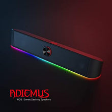 Load image into Gallery viewer, Redragon GS560 Adiemus RGB Desktop Soundbar, 2.0 Channel Computer Speaker with Dynamic Lighting Bar Audio-Light Sync/Display, Touch-Control Backlit with Volume Knob, USB Powered w/ 3.5mm Cable