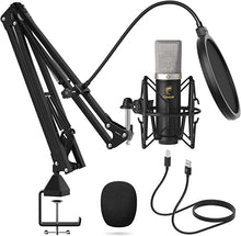 Load image into Gallery viewer, Condenser Microphone 192kHz/24Bit, TONOR USB Cardioid Computer Mic Kit with Upgraded Boom Arm/Spider Shock Mount for Recording, Streaming, Gaming, Podcasting, Voice Over, YouTube, TC-2030