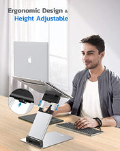Load image into Gallery viewer, Nulaxy Laptop Stand, Ergonomic Sit to Stand Laptop Holder Convertor, Adjustable Height from 2.1" to 13.8", Supports up to 22lbs, Compatible with MacBook, All Laptops Tablets 11-17" - Silver