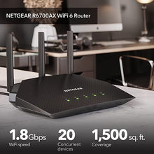Load image into Gallery viewer, NETGEAR 4-Stream WiFi 6 Router (R6700AX) – AX1800 Wireless Speed (Up to 1.8 Gbps) | Coverage up to 1,500 sq. ft., 20 devices
