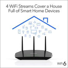 Load image into Gallery viewer, NETGEAR 4-Stream WiFi 6 Router (R6700AX) – AX1800 Wireless Speed (Up to 1.8 Gbps) | Coverage up to 1,500 sq. ft., 20 devices