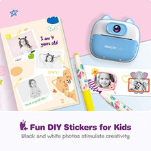 Load image into Gallery viewer, Dragon Touch Instant Print Kids Camera, InstantFun2 Digital Camera with Dual Camera Lens, Print Paper, Cartoon Sticker, Color Pens and Camera Bag for Girls and Boys?Blue?
