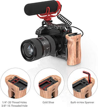 Load image into Gallery viewer, SMALLRIG Side Wooden Handle Grip for DSLR Camera Cage w/ Cold Shoe Mount, Threaded Holes, Direction Changeable - 2093