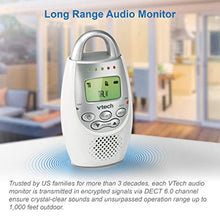 Load image into Gallery viewer, VTech DM221 Audio Baby Monitor with up to 1,000 ft of Range, Vibrating Sound-Alert, Talk Back Intercom & Night Light Loop, White/Silver