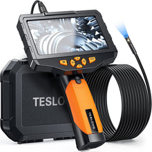 Load image into Gallery viewer, Teslong Dual Lens Inspection Camera with Light, Digital Industrial Borescope, Video Endoscope, Scope Camera, 5" IPS Screen, 16.4ft Flexible Probe, 1080p, Tool for Home, Pipe, Automotive (Waterproof)