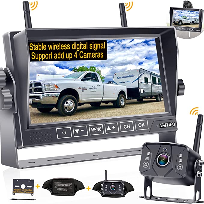 DoHonest Wireless Backup Camera Trucks: Easy Setup Stable Signal HD 1080P  Car RV Bluetooth Rear View Camera 5 Inch Split Screen Monitor for Pickup