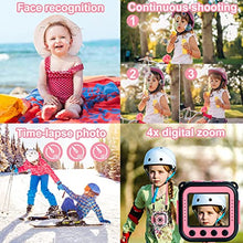 Load image into Gallery viewer, PROGRACE Children Kids Camera Waterproof Digital Video Camera HD Underwater Camera for Kids 1080P Camcorder DV Toddler Camera for Girls Birthday Learn Camera Toy 1.77'' LCD Screen (Pink)
