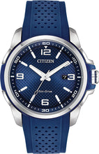 Load image into Gallery viewer, Citizen Eco-Drive Weekender Quartz Mens Watch, Stainless Steel with Polyurethane strap, Blue (Model: AW1158-05L)