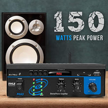 Load image into Gallery viewer, Home Audio Power Amplifier System - 2X75W Mini Dual Channel Sound Stereo Receiver Box w/ LED - For Amplified Speakers, CD Player, Theater via 3.5mm RCA - For Studio, Home Use - Pyle PCA3