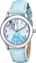Load image into Gallery viewer, Disney Kids' W001598 Cinderella Stainless Steel Watch with Blue Leather Band