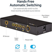 Load image into Gallery viewer, StarTech.com HDMI 2.0 Switch - 4 Port - 4K 60Hz - HDMI Automatic Video Switch Box - Multi Port Hub w/ 1 In 4 Out Functionality (VS421HD20)