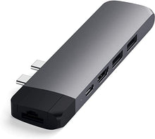 Load image into Gallery viewer, Satechi Aluminum Type-C Pro Hub Adapter with Ethernet - 4K HDMI, USB-C PD, Gigabit Ethernet, USB 3.0, Micro SD Card Slot - Compatible with 2020/2019 MacBook Pro and 2020/2018 MacBook Air (Space Gray)