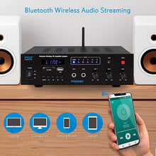 Load image into Gallery viewer, Wireless Bluetooth Karaoke Amplifier Home Car Bus Tours 300 Watts 2 Channel Digital Home Audio PA Receiver System 2 Microphone Input Control, FM Radio, USB,12 Volt Power Option Pyle PFA600BU