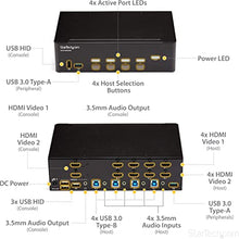 Load image into Gallery viewer, StarTech.com StarTech.com 4-Port Dual Monitor HDMI KVM Switch with Audio & USB 3.0 hub - 4K 30Hz - 4 PC Mac Computer KVM Switch Box for HDMI Display (SV431DHD4KU)
