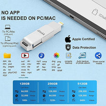 Load image into Gallery viewer, iOS MFi Certified iDiskk 256GB Flash Drive Photo Stick Mobile for iPhone (13/12/12 pro/12 pro max/11/11 Pro/XR/X) Memory Stick iPad External Photo Storage for MacBook/Laptops/ PC Photo Stick