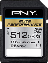 Load image into Gallery viewer, PNY 512GB Elite Performance Class 10 U3 SDXC Flash Memory Card