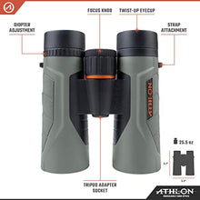 Load image into Gallery viewer, Athlon Optics Argos G2 10x42 Gray HD Binocular for Adults and Kids, Waterproof, Durable Binoculars for Bird Watching, Hunting, Concert, Sports