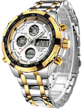 Load image into Gallery viewer, GOLDEN HOUR Luxury Stainless Steel Analog Digital Watches for Men Male Outdoor Sport Waterproof Big Heavy Wristwatch