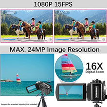 Load image into Gallery viewer, Video Camera Camcorder kimire Digital Camera Recorder Full HD 1080P 15FPS 24MP 3.0 Inch 270 Degree Rotation LCD 16X Digital Zoom Camcorder Camera with 2 Batteries(Black)