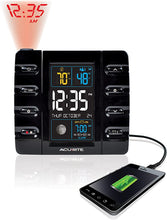 Load image into Gallery viewer, AcuRite 13020 Intelli-Time Projection Alarm Clock with Temperature and USB Charging , Black