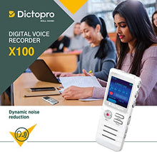 Load image into Gallery viewer, Digital Voice Activated Recorder by Dictopro- Easy HD Recording of Lectures and Meetings with Double Microphone, Noise Reduction Audio, Sound, Portable Mini Tape Dictaphone, MP3, USB, 8GB