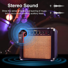 Load image into Gallery viewer, LEKATO Wireless Guitar System 2.4GHz Guitar Wireless Transmitter Receiver with 6 Channels, Stereo and Mono 1/4” & 1/8” 2 in 1 Plugs Built-in Rechargeable Lithium Battery for Audio Electric Guitar Bass