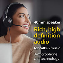 Load image into Gallery viewer, Jabra Evolve2 40 MS Wired Headphones, USB-A, Mono, Black – Telework Headset for Calls and Music, Enhanced All-Day Comfort, Passive Noise Cancelling Headphones, MS-Optimized with USB-A Connection