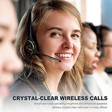 Load image into Gallery viewer, Trucker Bluetooth Headset, Angteela Wireless Headset with Microphone, Wireless Cell Phone Headset with Noise Canceling Mic Charging Base Mute Function for Home Office Call Center Skype