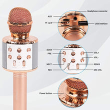 Load image into Gallery viewer, JMFinger Karaoke Microphone for Kids and Adults, Wireless Portable Handheld Bluetooth Microphone with LED Lights - Best Gifts (Rose Gold)