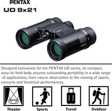 Load image into Gallery viewer, Pentax Binoculars UD 9x21 Black. A Bright, Clear Field of View,Lightweight Body with a roof Prism, and Fully Multi-Coated Optics Achieve Excellent Image Performance for Concerts, Sports and Traveling