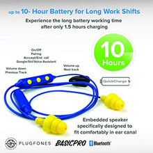 Load image into Gallery viewer, Plugfones Basic Pro Wireless Bluetooth in-Ear Earplug Earbuds - Noise Reduction Headphones with Noise Isolating Mic and Controls (Blue & Yellow)