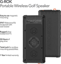 Load image into Gallery viewer, ROKFORM G-ROK – Portable Golf Speaker, Magnetic Wireless Speaker, IPX7 Waterproof, Shockproof & Dustproof, Loud & Clear Sound, 24 Hour Battery, Rugged Outdoor Golf Cart Speaker (Black)