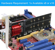 Load image into Gallery viewer, Dual NVMe PCIe Adapter, RIITOP M.2 NVMe SSD to PCI-e 3.1 x8/x16 Card Support M.2 (M Key) NVMe SSD 22110/2280/2260/2242/2230