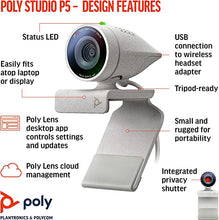 Load image into Gallery viewer, Poly Studio P5 Professional Webcam (Plantronics) - 1080p HD Laptop Camera for Video Conference & Distance Learning - Monitor & Tripod Mount - Privacy Shutter-Works w/Teams (Certified), Zoom(Certified)