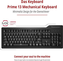 Load image into Gallery viewer, Das Keyboard Prime 13 Backlit Wired Mechanical Keyboard, Cherry MX Brown Mechanical Switches, Clean White LED Backlit Keys, USB pass-through, Aluminum Top Panel (104 keys, Black)