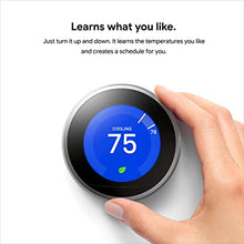 Load image into Gallery viewer, Google Nest Learning Thermostat - Programmable Smart Thermostat for Home - 3rd Generation Nest Thermostat - Works with Alexa - Mirror Black