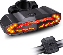 Load image into Gallery viewer, Onvian Smart Bike Tail Light with Turn Signals, Bike Horn Bike Alarm with Remote, Rechargeable Rear Bike Light, Waterproof Auto ON/Off Bicycle Lights Bike Turn Signals Brake Light