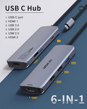 Load image into Gallery viewer, Docking Station USB C to Dual HDMI Adapter, USB C Hub Dual HDMI Monitors for Windows,USB C Adapter with Dual HDMI,3 USB Port,PD Compatible for Dell XPS 13/15, Lenovo Yoga,etc