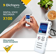 Load image into Gallery viewer, Digital Voice Activated Recorder by Dictopro- Easy HD Recording of Lectures and Meetings with Double Microphone, Noise Reduction Audio, Sound, Portable Mini Tape Dictaphone, MP3, USB, 8GB