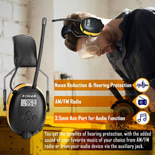 Load image into Gallery viewer, ZOHAN EM042 AM/FM Radio Headphone with Digital Display, Ear Protection Noise Reduction Safety Ear Muffs, Ultra Comfortable Hearing Protector for Lawn Mowing and Landscaping - Yellow
