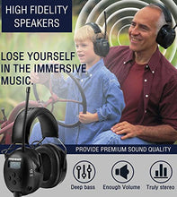 Load image into Gallery viewer, PROHEAR 033 Upgraded Bluetooth Hearing Protection Headphones with FM/AM Radio, 25dB NRR Safety Muffs with Rechargeable Battery, 48H Playtime, Ear Protector for Mowing, Work Shops, Snowblowing - Black